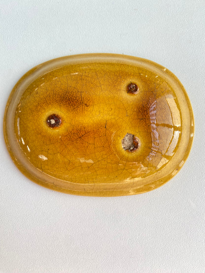 Antique Awaji Minpei Ware Dragon Small Oval Dish (淡路 珉平焼) 1001