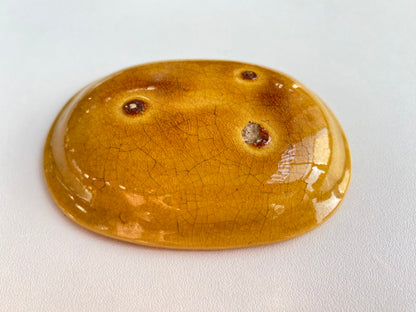 Antique Awaji Minpei Ware Dragon Small Oval Dish (淡路 珉平焼) 1001