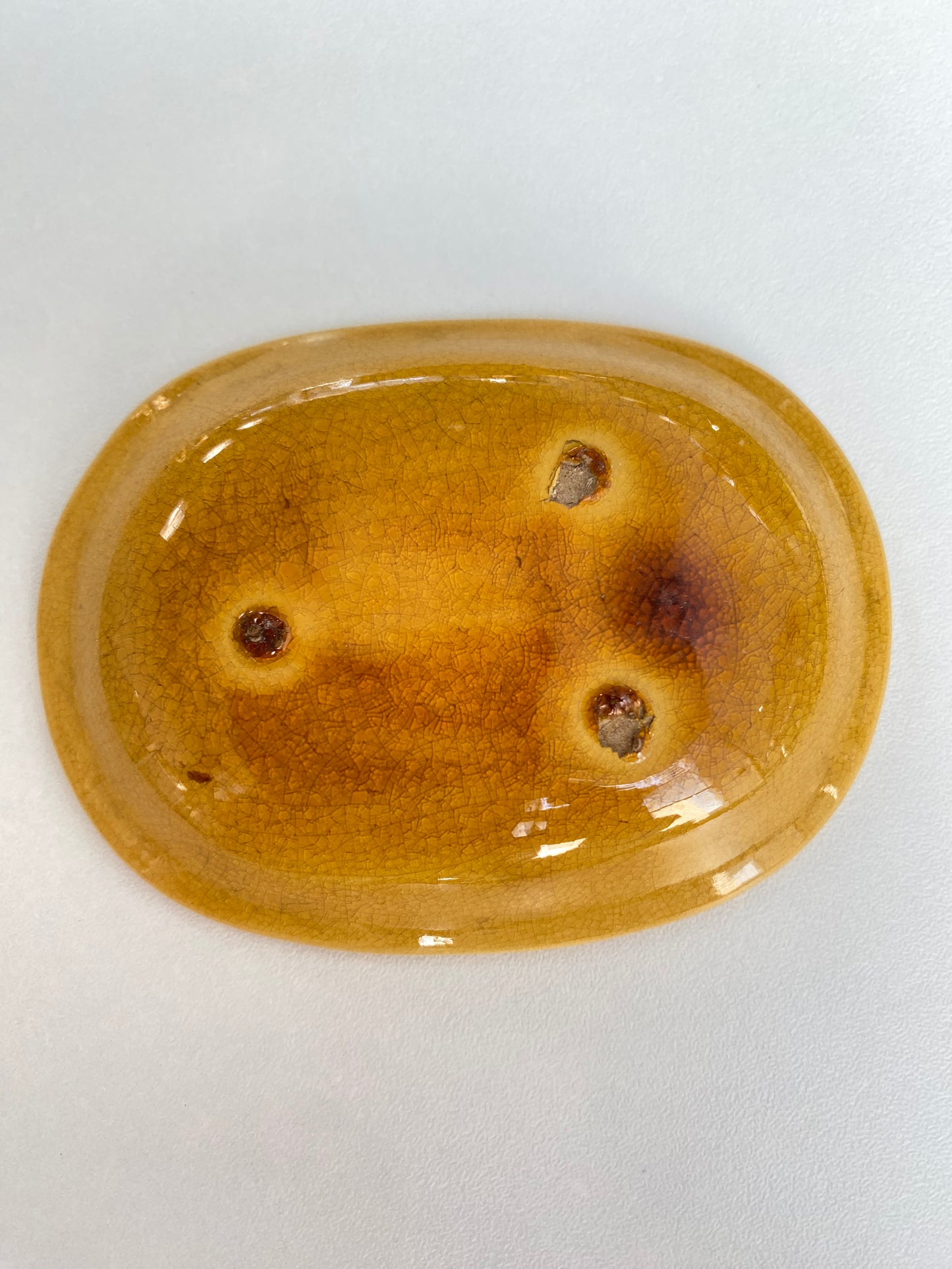 Antique Awaji Minpei Ware Dragon Small Oval Dish (淡路 珉平焼) 1002