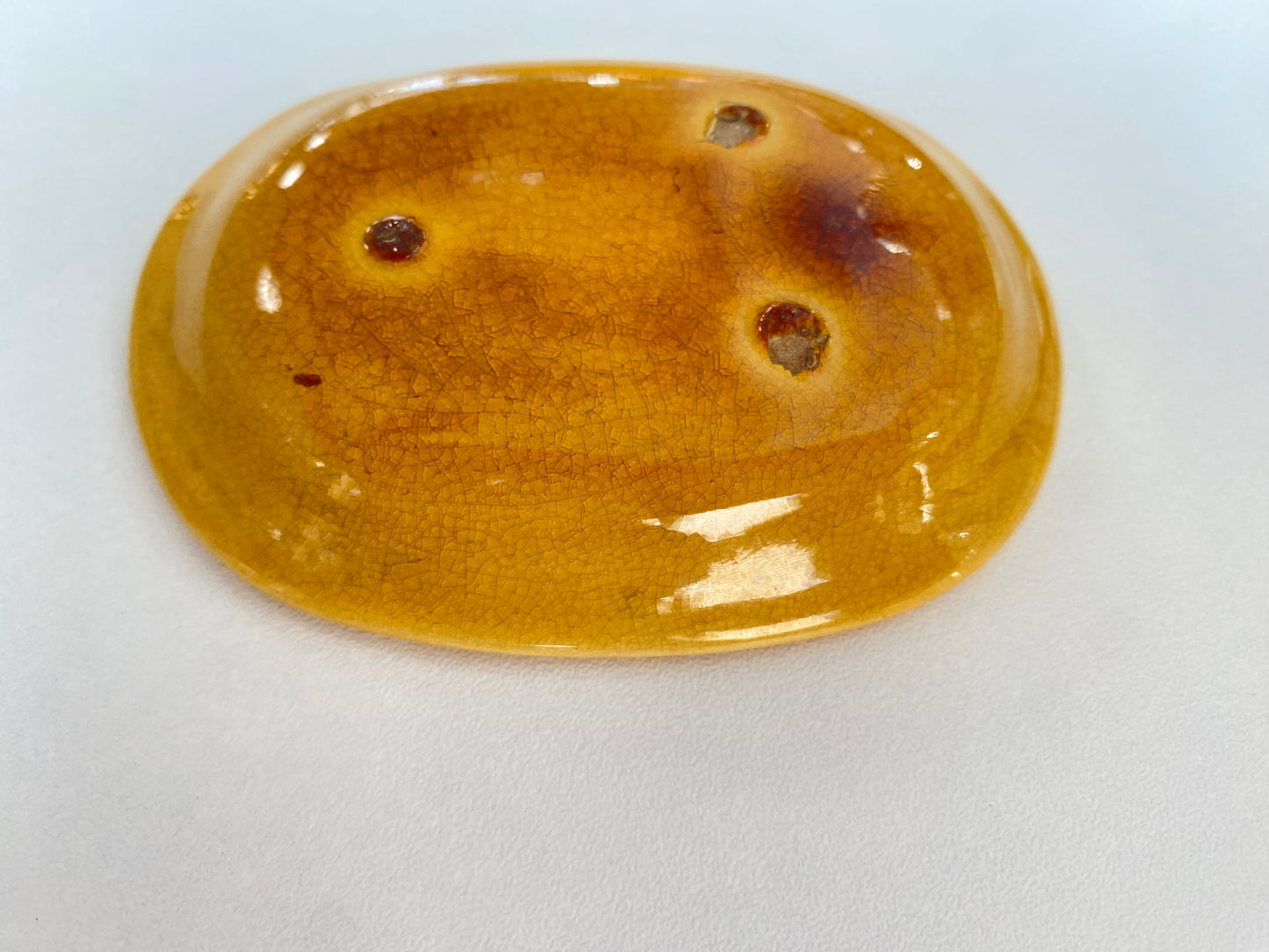 Antique Awaji Minpei Ware Dragon Small Oval Dish (淡路 珉平焼) 1002