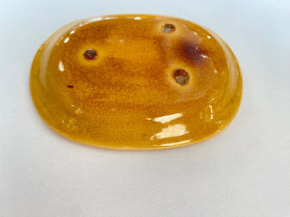 Antique Awaji Minpei Ware Dragon Small Oval Dish (淡路 珉平焼) 1002