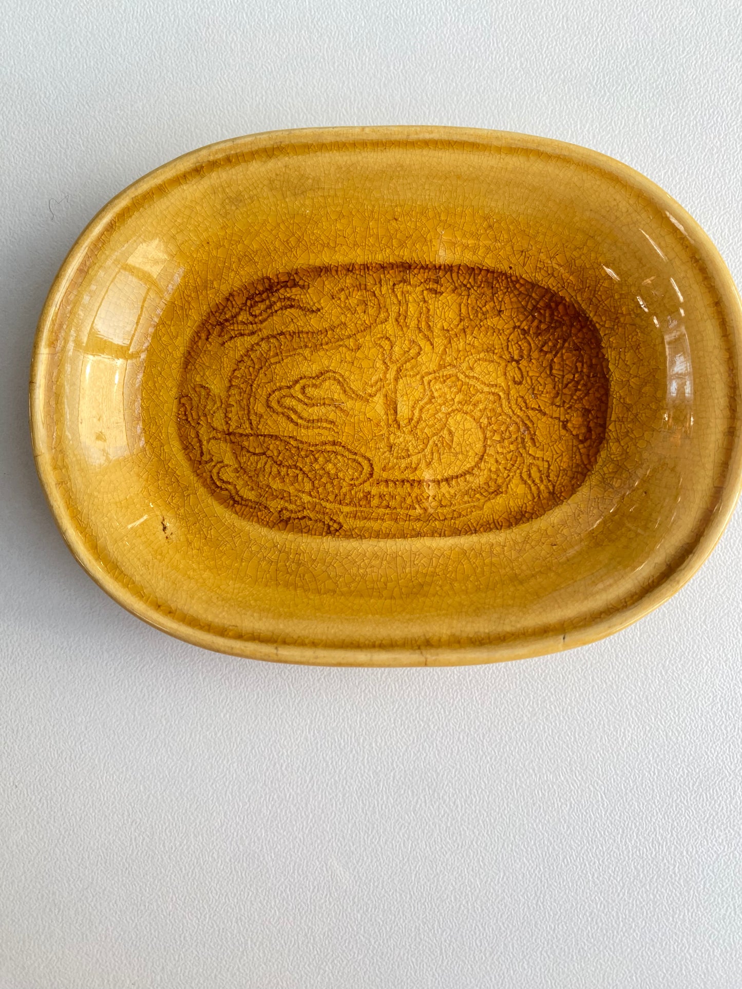 Antique Awaji Minpei Ware Dragon Small Oval Dish (淡路 珉平焼) 1003