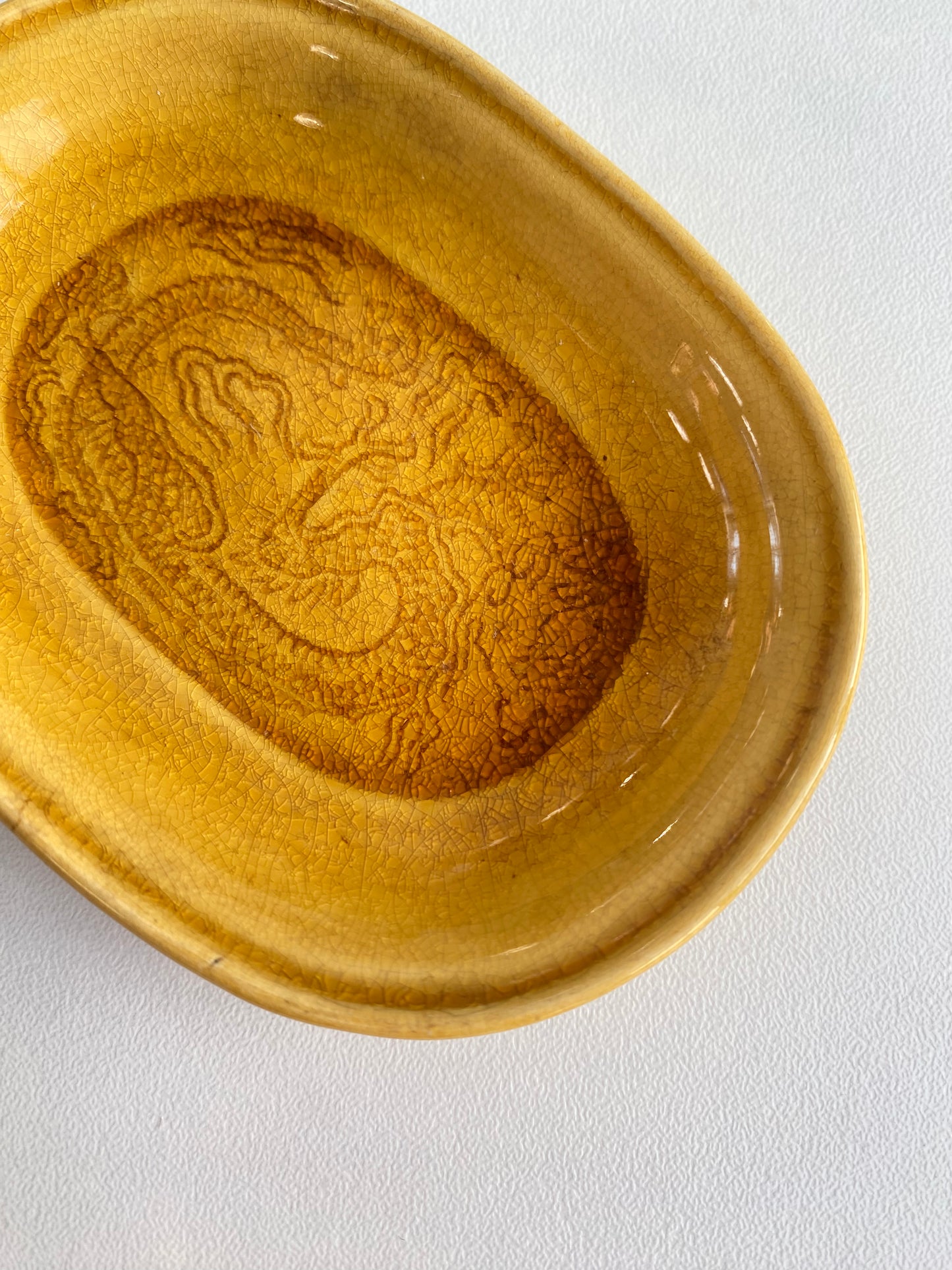 Antique Awaji Minpei Ware Dragon Small Oval Dish (淡路 珉平焼) 1003