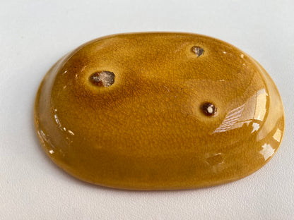 Antique Awaji Minpei Ware Dragon Small Oval Dish (淡路 珉平焼) 1003