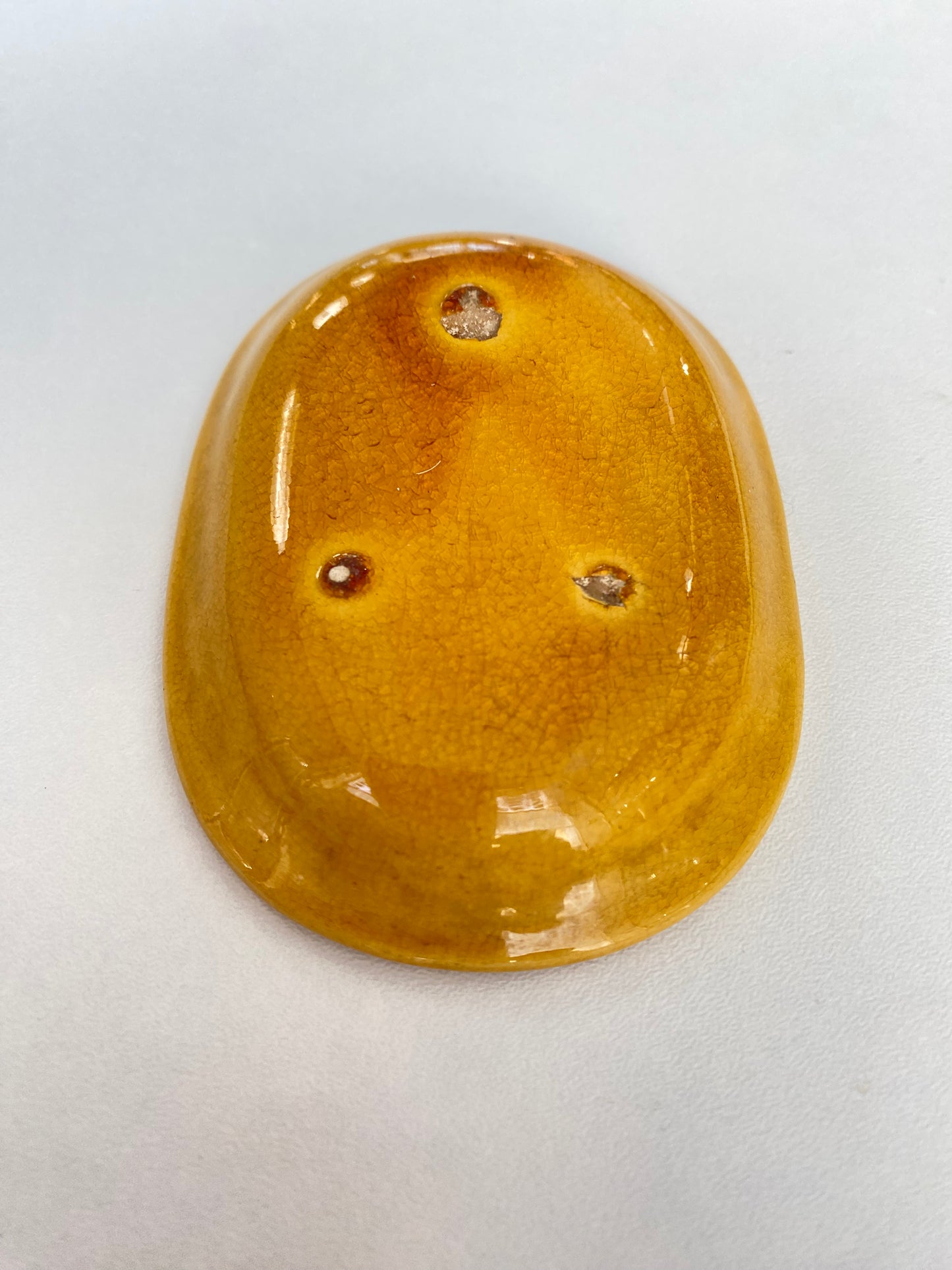 Antique Awaji Minpei Ware Dragon Small Oval Dish (淡路 珉平焼) 1003