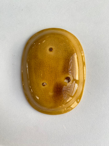 Antique Awaji Minpei Ware Dragon Small Oval Dish (淡路 珉平焼) 1004