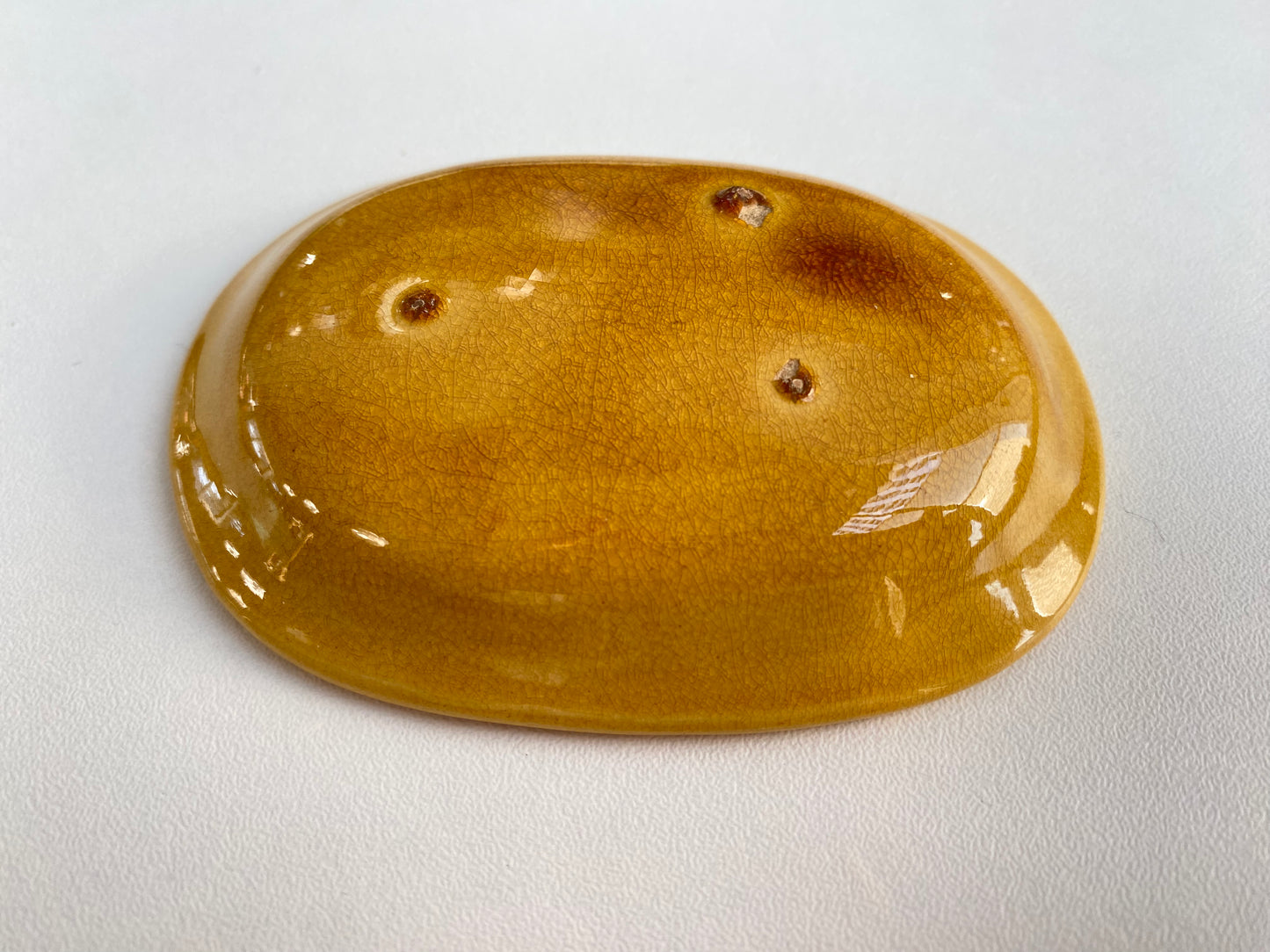 Antique Awaji Minpei Ware Dragon Small Oval Dish (淡路 珉平焼) 1004