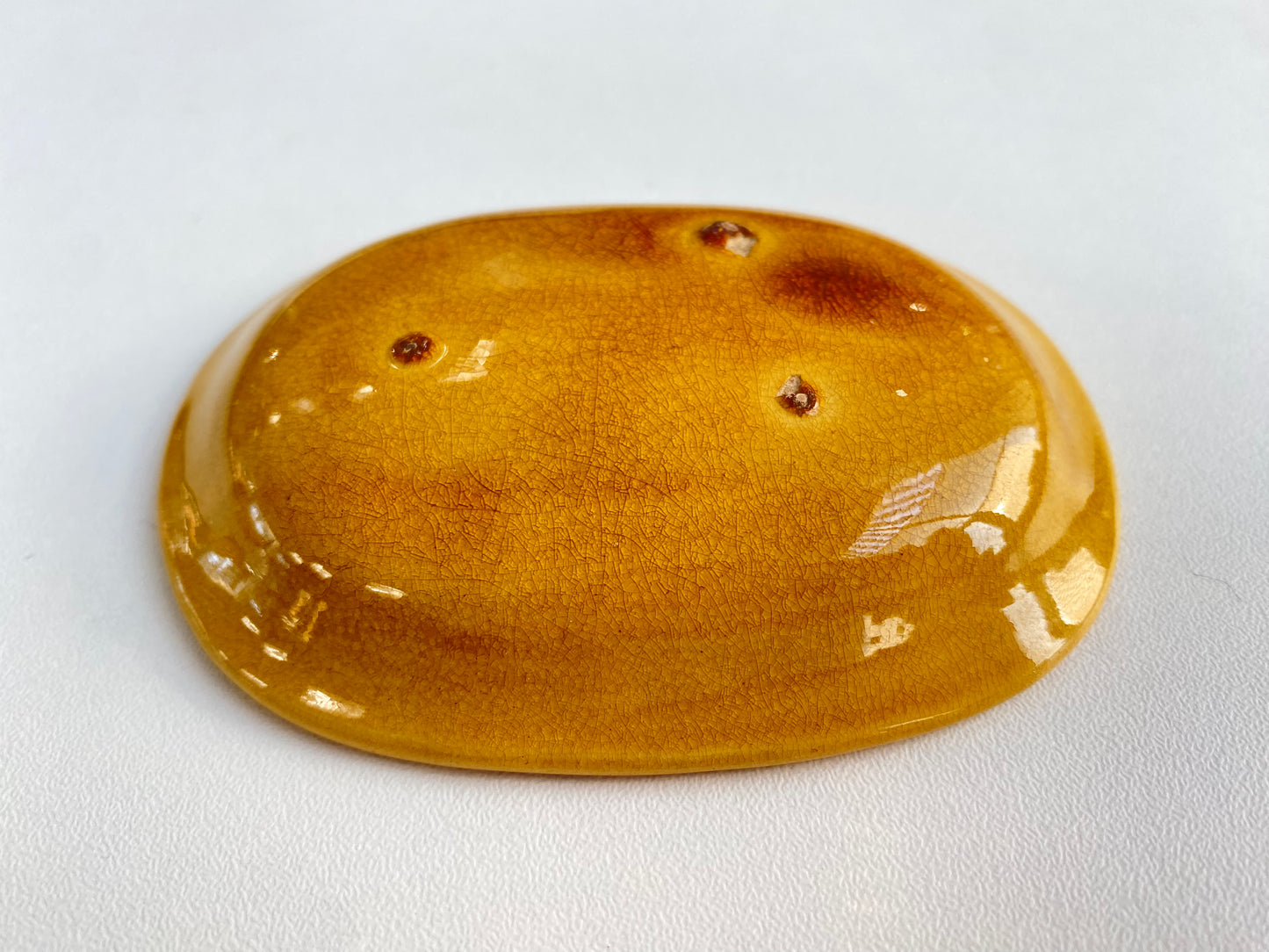 Antique Awaji Minpei Ware Dragon Small Oval Dish (淡路 珉平焼) 1004