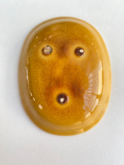 Antique Awaji Minpei Ware Dragon Small Oval Dish (淡路 珉平焼) 1005