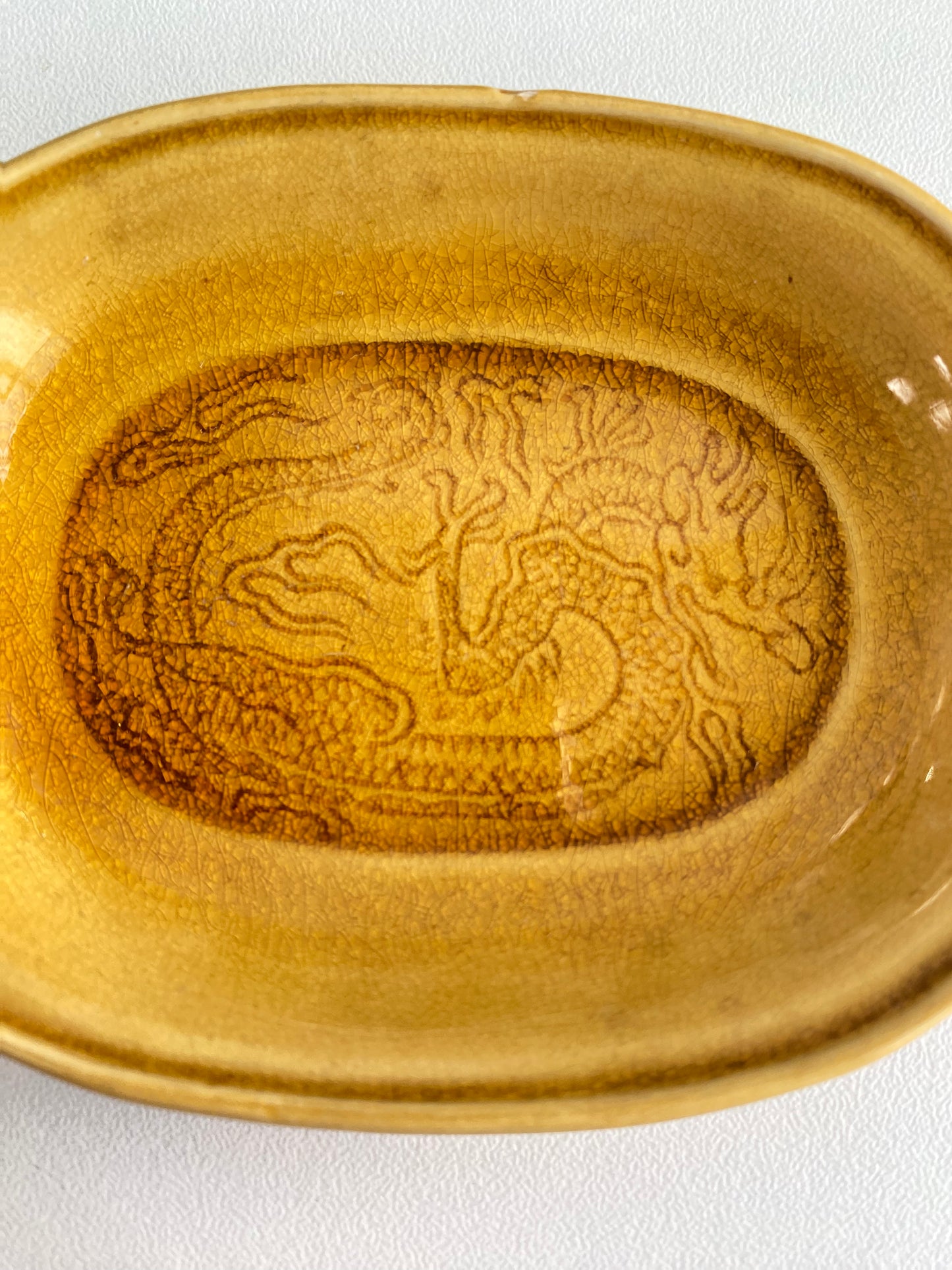 Antique Awaji Minpei Ware Dragon Small Oval Dish (淡路 珉平焼) 1006