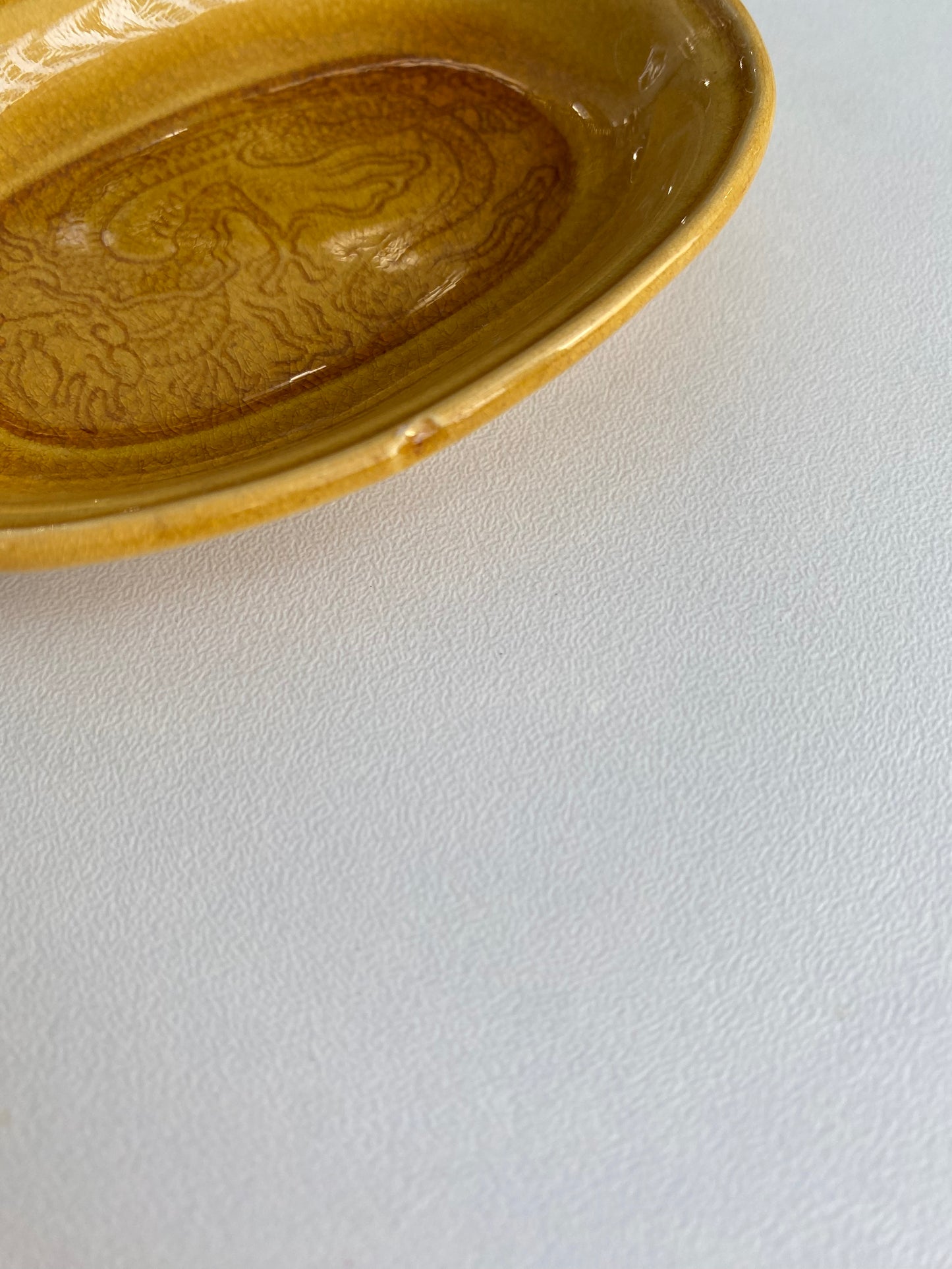 Antique Awaji Minpei Ware Dragon Small Oval Dish (淡路 珉平焼) 1006