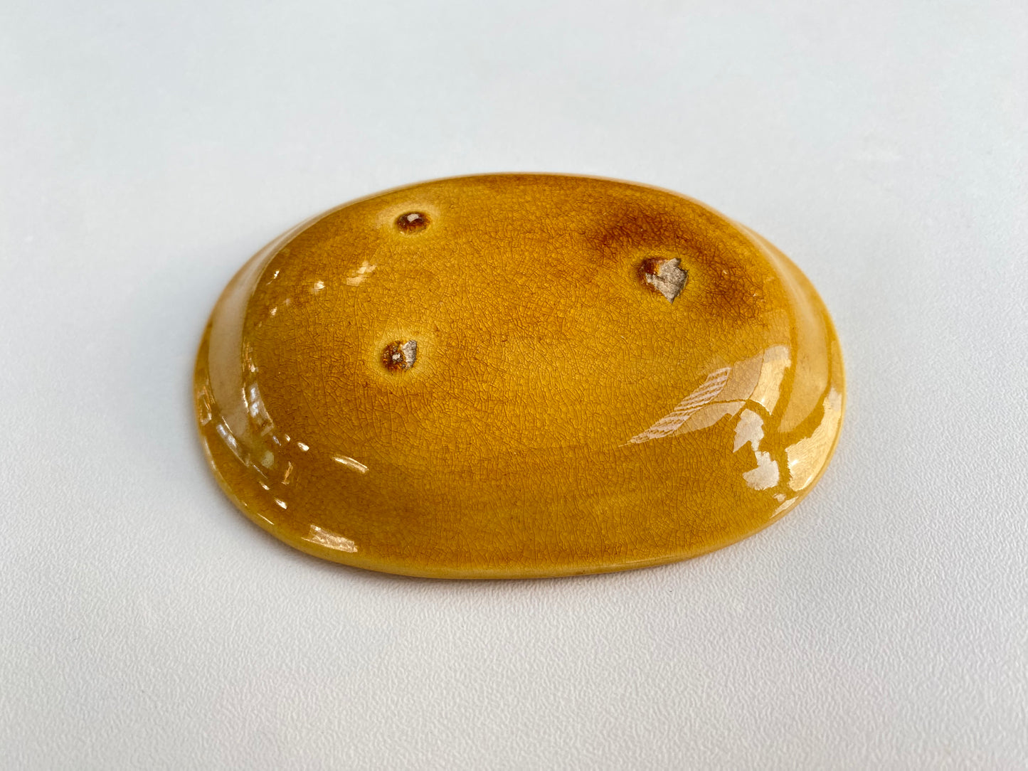 Antique Awaji Minpei Ware Dragon Small Oval Dish (淡路 珉平焼) 1006