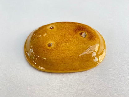Antique Awaji Minpei Ware Dragon Small Oval Dish (淡路 珉平焼) 1006