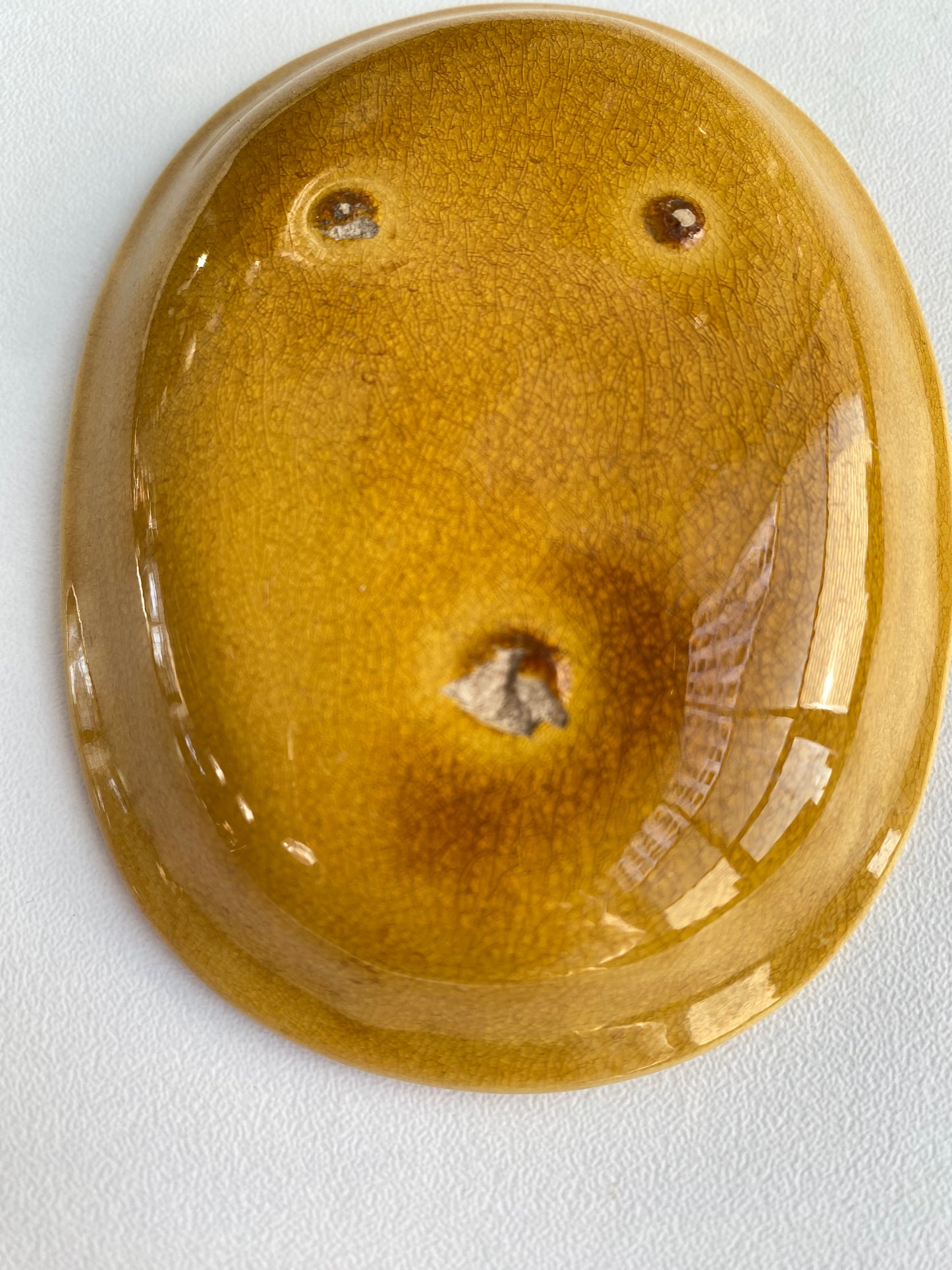 Antique Awaji Minpei Ware Dragon Small Oval Dish (淡路 珉平焼) 1006